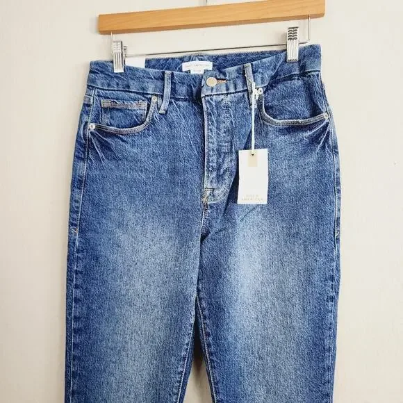 NEW Good American Good Classic Raw Hem High Waisted Slim Jean